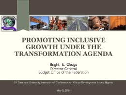promoting inclusive growth under the transformation agenda