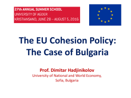 The EU Cohesion Policy: The Case of Bulgaria