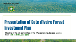 FIP Investment Plan for Cote d`Ivoire