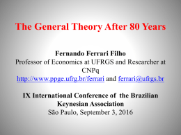 The General Theory After 80 Years Fernando Ferrari Filho