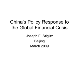 China`s Policy Response to the Global Financial Crisis