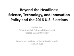 Science and Technology Policy in the 2016 U.S.