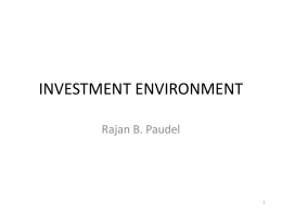 INVESTMENT ENVIRONMENT
