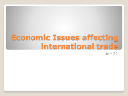 Economic Issues affecting international trade