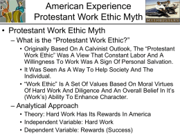 CORE AE MYTH Protestant Work Ethic Myth 2010 File