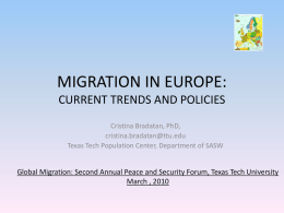 Migration in Europe - Texas Tech University Departments