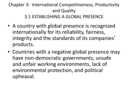 Chapter 3: International Competitiveness, Productivity and Quality
