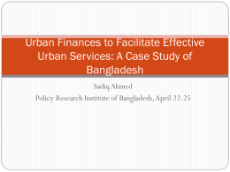 Urban Finances to Facilitate Effective Urban Services: A Case Study
