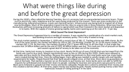 What were things like during and before the great depression