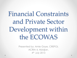 Financial Constraints and Private Sector Development