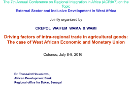 The 7th Annual Conference on Regional Integration in Africa (ACRIA7)
