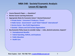 Review Course Learning Outcomes Appropriate Roles for Economic