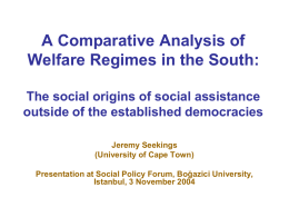A Comparative Analysis of Welfare Regimes in the South