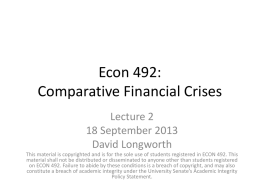 Econ 492: Comparative Financial Crises