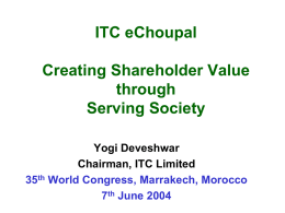 ITC eChoupal Creating Shareholder Value through