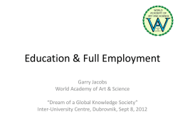 Education and Full Employment - World Academy of Art and Science
