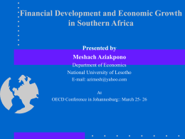 Financial Development and Economic Growth in Southern