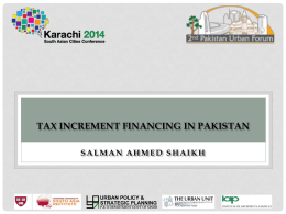 Tax Increment Financing for Pakistanx