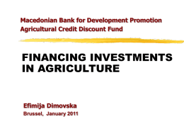Financing Investments in Agriculture
