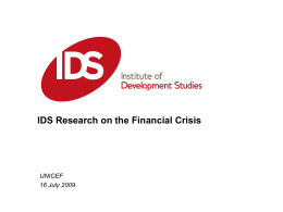 IDS Research on the Financial Crisis