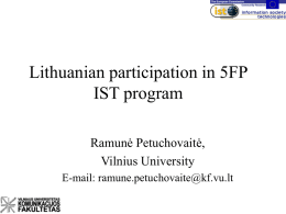 Lithuania`s participation in 5FP IST program