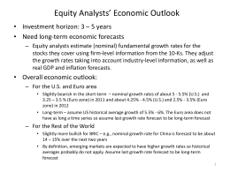 Equity Analysts* Economic Outlook