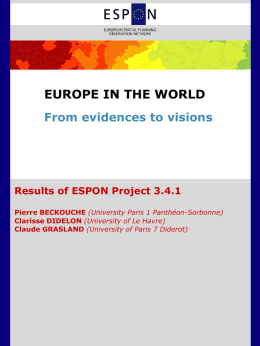 EUROPE IN THE WORLD Selected evidences
