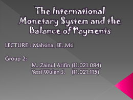 The International Monetary System and the