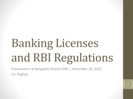 Banking Licenses and RBI Regulations
