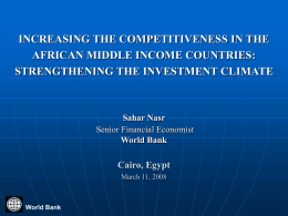 STRENGTHENING THE INVESTMENT CLIMATE