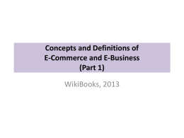Concepts and Definitions of E-Commerce and E