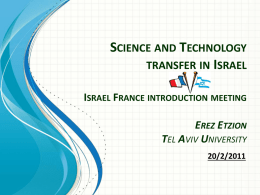 Science and Technology transfer in Israel Israel France