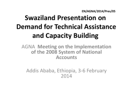 Current status of implementing the 2008 SNA in Swaziland