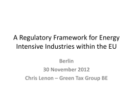 A Regulatory Framework for Energy Intensive Industries - Green-Tax