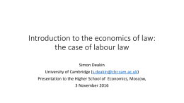 Introduction to the economics of law: the case of labour law