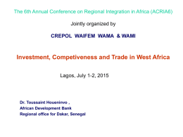 Investment, Competiveness and Trade in West Africa