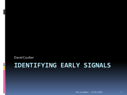 Identifying early signals