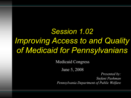 Pennsylvania`s Medicaid Program