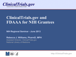 Clinical Trials and FDAAA for NIH Grantees Part I