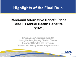 CMS presentation on Alternative Benefit Plans in the final rule