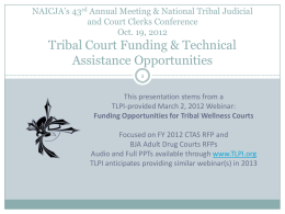 Tribal Court Funding & Technical Assistance Opportunities