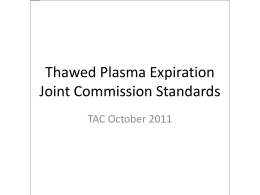 Thawed Plasma Expiration Joint Commission Standards