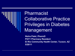 Pharmacist Collaborative Practice Privileges