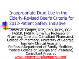 Inappropriate Drug Use in the Elderly