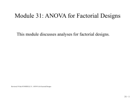 ANOVA for Factorial Designs