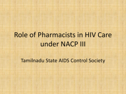Role of Pharmacists in HIV Care under NACP III