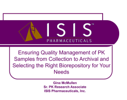 Ensuring Quality Management of PK Samples from Collection to