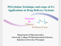 PEGylation Technique and scope of it`s Applications