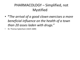 PHARMACOLOGY – Simplified, not Mystified