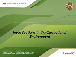 Investigations in the Correctional Environment
